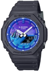 G-Shock GA-2100FL-1A אחריות יבואן רשמי l שעון יד ג׳י שוק אנלוגי דיגיטלי יוניסקס עם לוח בעיצוב להבות של בגוון כחול