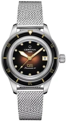Certina C036.207.11.296.00 אחריות יבואן רשמי l שעון סרטינה לאישה לוח השעון משובץ יהלומים צלילה 200M דגם חדש l שעון יד סרטינה C0482102213100 מנגנון אוטומטי שוויצרי l