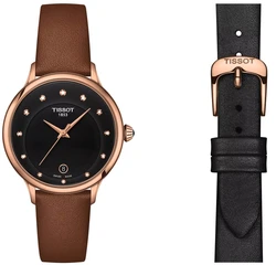 Tissot T133.210.36.056.00 אחריות יבואן רשמי טיסו לאישה l שעון יוקרתי מבית חברת טיסו לוח השעון משובץ 12 יהלומים מגיע עם רצועת עור נוספת l ענק השעונים הרצל 73 רמת גן