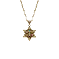שרשרת מגן דוד בציפוי 18k בשיבוץ אבני זרקוניה