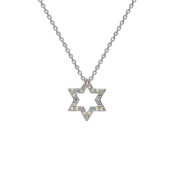 שרשרת מגן דוד בציפוי רודיום בשיבוץ אבני זרקוניה